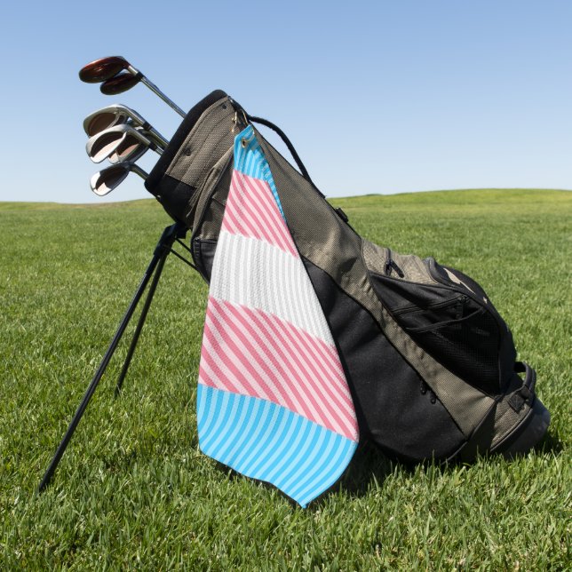 Funky Boho Stripe Abstract Transgender Pride Flag Golf Towel (Green)