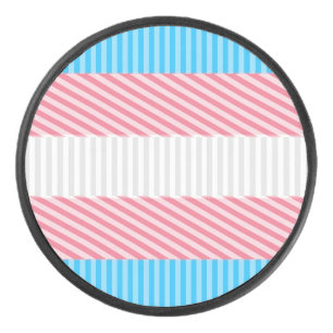Funky Boho Stripe Abstract Transgender Pride Flag Hockey Puck