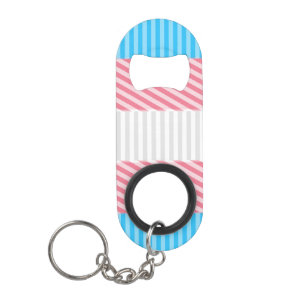 Funky Boho Stripe Abstract Transgender Pride Flag Keychain Bottle Opener