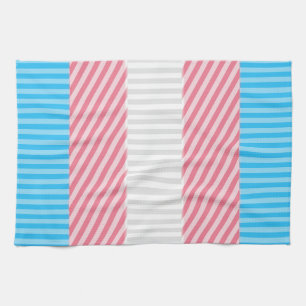 Funky Boho Stripe Abstract Transgender Pride Flag Kitchen Towel