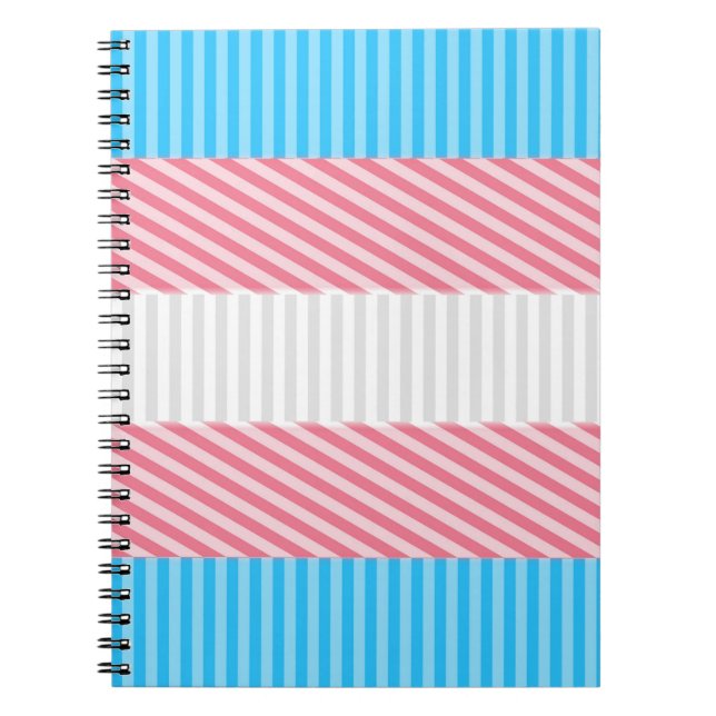 Funky Boho Stripe Abstract Transgender Pride Flag Notebook (Front)