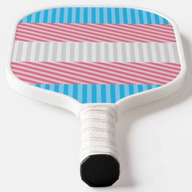 Funky Boho Stripe Abstract Transgender Pride Flag Pickleball Paddle (Laydown)