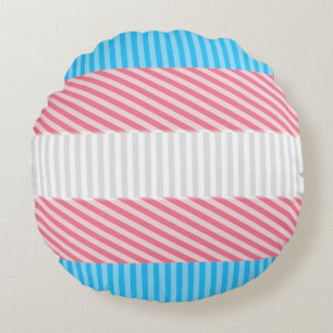 Funky Boho Stripe Abstract Transgender Pride Flag Round Pillow