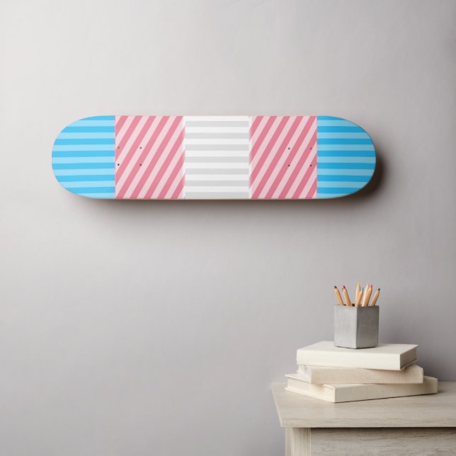 Funky Boho Stripe Abstract Transgender Pride Flag Skateboard (Wall Art (Horz))