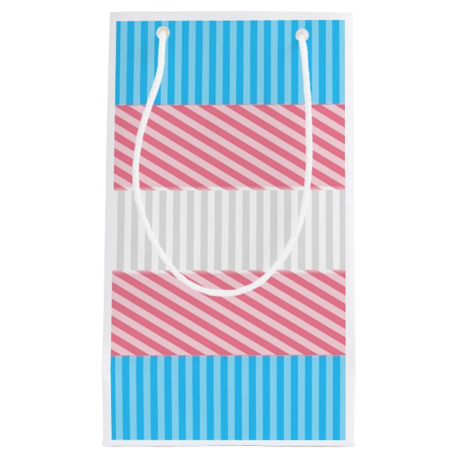 Funky Boho Stripe Abstract Transgender Pride Flag Small Gift Bag (Front)