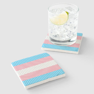 Funky Boho Stripe Abstract Transgender Pride Flag Stone Coaster