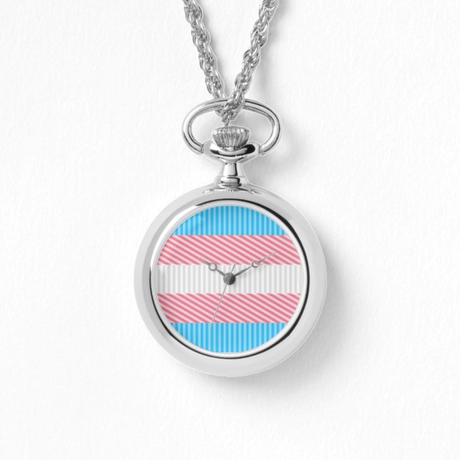 Funky Boho Stripe Abstract Transgender Pride Flag Watch (Front)