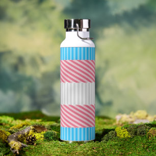 Funky Boho Stripe Abstract Transgender Pride Flag Water Bottle