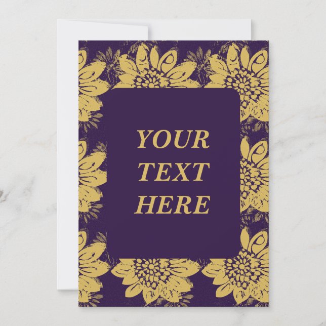 Funky Boho Zine Style Floral Pattern Invitation (Front)