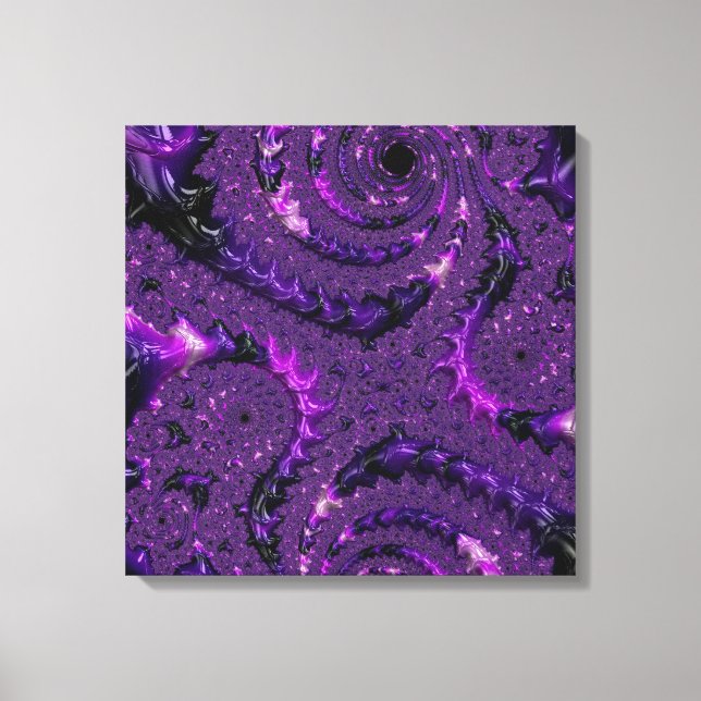 Funky Bold Boho Purple Digital Abstract Fractal Canvas Print (Front)