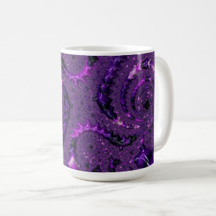 Funky Bold Boho Purple Digital Abstract Fractal Coffee Mug