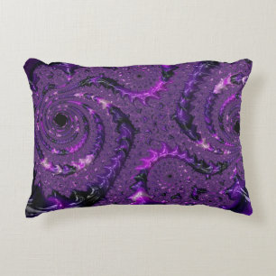 Funky Bold Boho Purple Digital Abstract Fractal Decorative Pillow