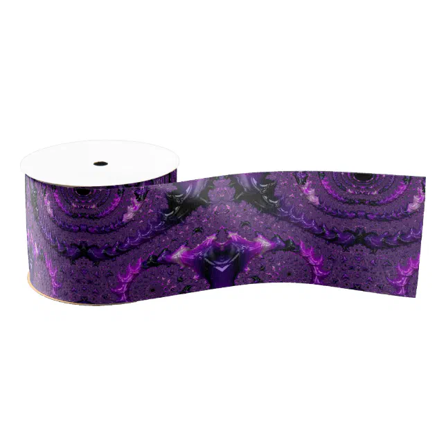 Funky Bold Boho Purple Digital Abstract Fractal Grosgrain Ribbon | Zazzle