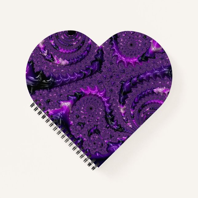 Funky Bold Boho Purple Digital Abstract Fractal Notebook (Front)