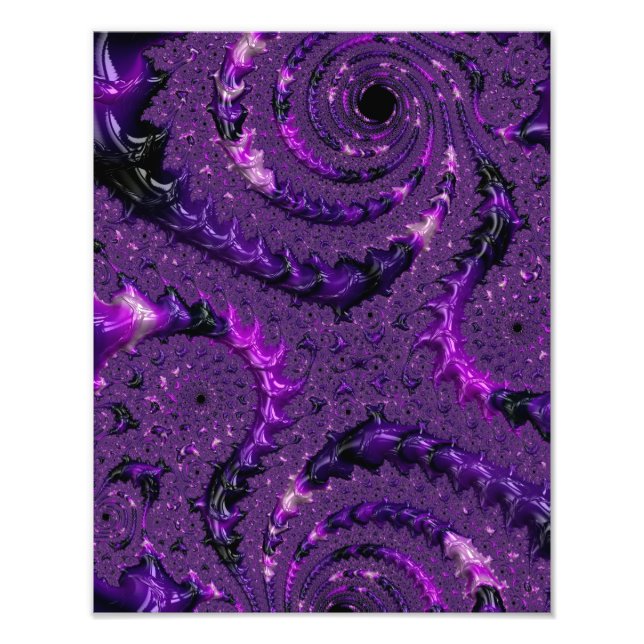 Funky Bold Boho Purple Digital Abstract Fractal Photo Print (Front)