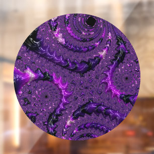 Funky Bold Boho Purple Digital Abstract Fractal Window Cling