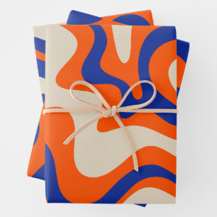 Funky Bold Colorful Liquid Swirl Abstract Patterns Wrapping Paper Sheet