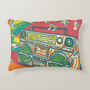 Funky Boom Box Colourful Design Accent Pillow