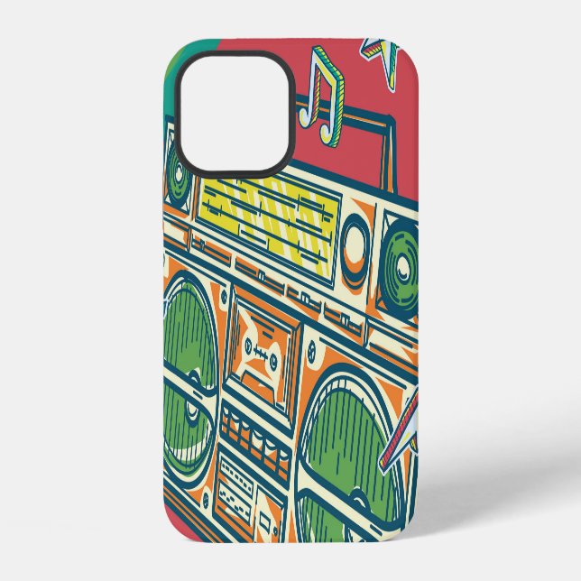 Funky Boom Box Colourful Design iPhone Case (Back)