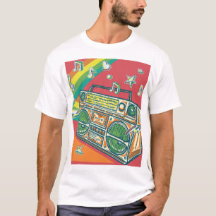Funky Boom Box Colourful Design T-Shirt