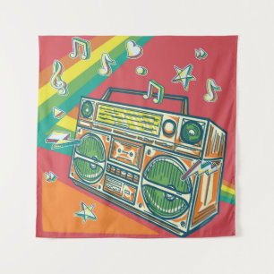 Funky Boom Box Colourful Design Tapestry