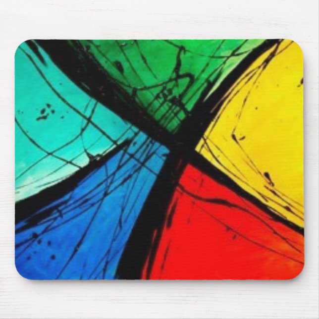 Funky Bright Abstract Art Painting Mouse Pad (Front)