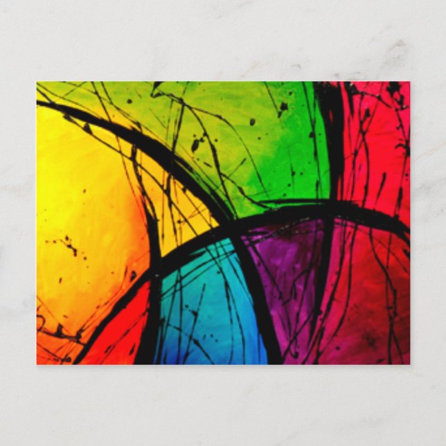 Funky Bright Abstract Art Painting Postcard (Front)