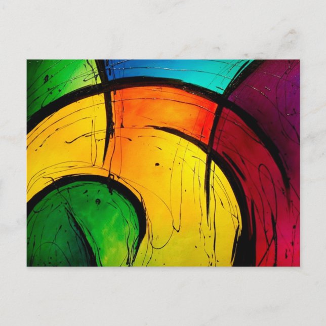 Funky Bright Colours Abstract Art Postcard (Front)