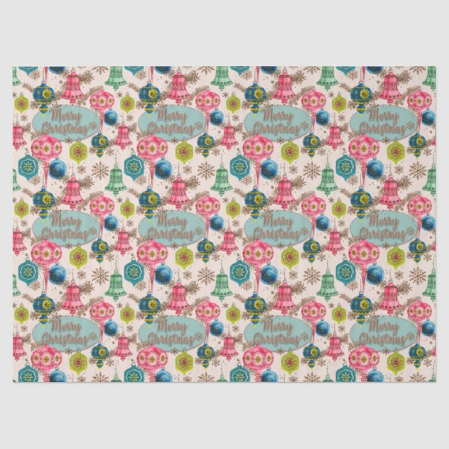 Funky Bright Retro Christmas  Tissue Paper (Front)