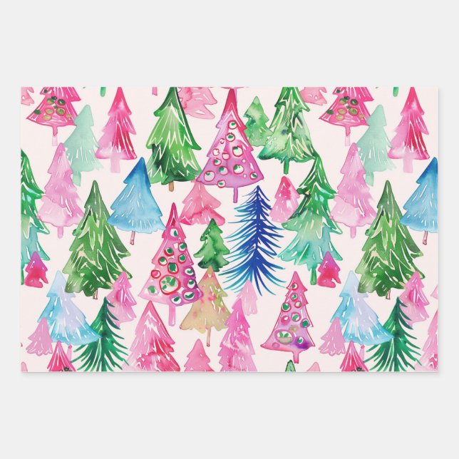 Funky Brights Christmas Themed  Wrapping Paper Sheet (Front)