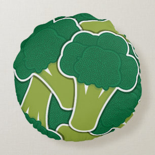 Funky broccoli round pillow