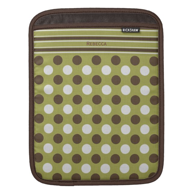 Funky Brown and Olive Green Pattern iPad Sleeve (Front)