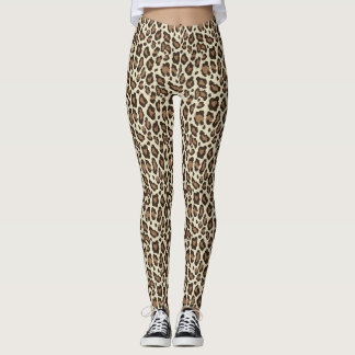 Funky Brown Leopard Animal Skin Print Leggings