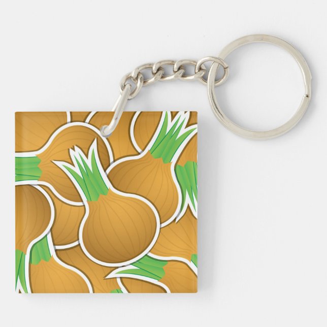 Funky brown onions keychain (Back)