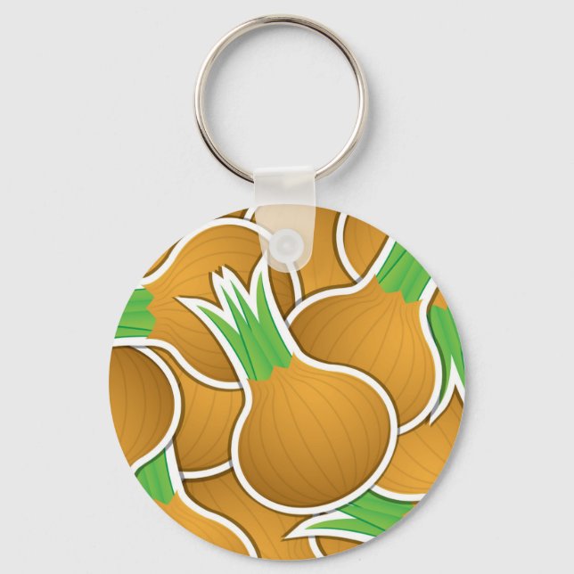 Funky brown onions keychain (Front)
