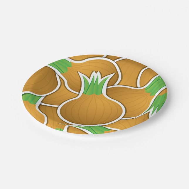 Funky brown onions paper plate (Angled)
