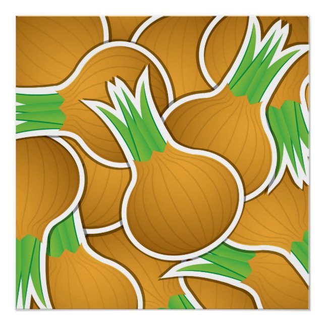 Funky brown onions poster (Front)