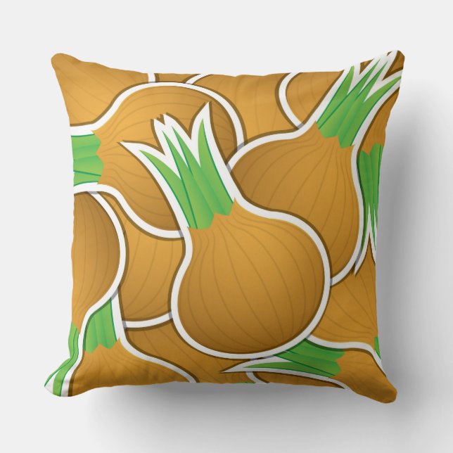Funky brown onions throw pillow (Front)