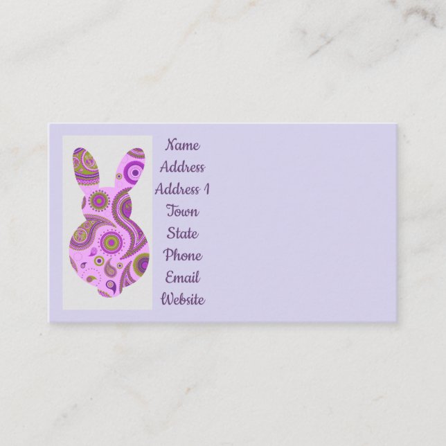 Funky Bunny in Crazy Paisley Business Cards (Front)