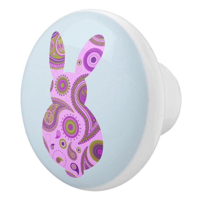 Funky Bunny in Crazy Paisley Ceramic Knob (Right)