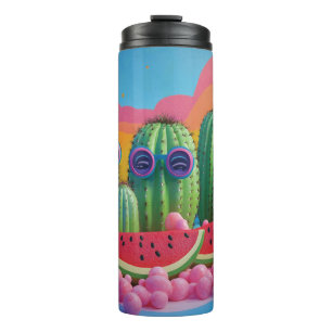 Funky Cacti with Sunglasses, Watermelon, and Candy Thermal Tumbler