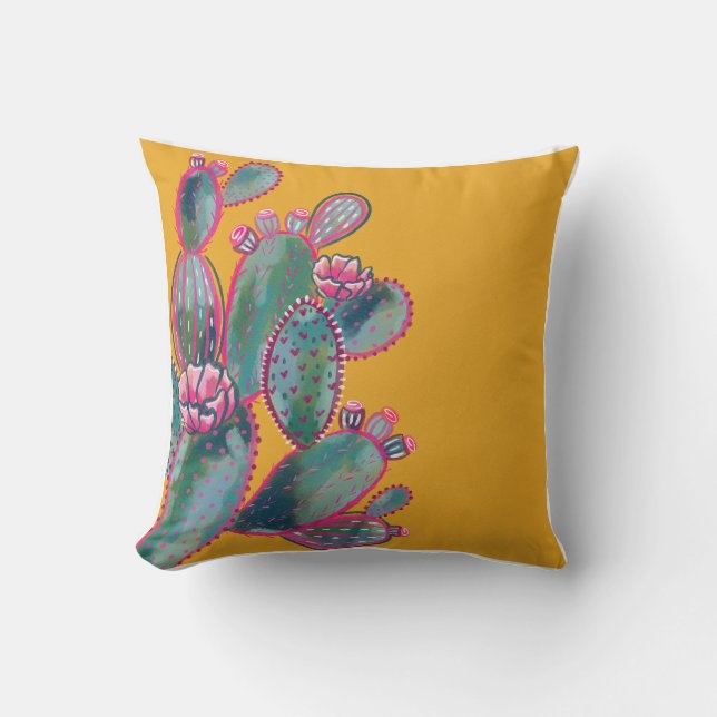 Funky Cactus Throw Pillow (Front)