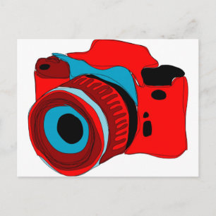 Funky camera graphic illustration postcard