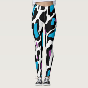 Funky Camouflage Blue, Pink and Black Leggings