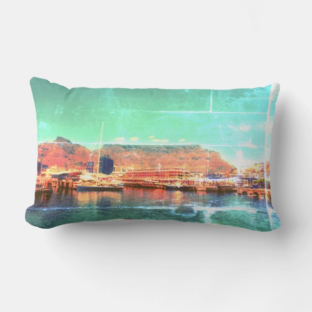 Funky Cape Town Harbour Table Mountain Throw Pillo Lumbar Pillow (Front)
