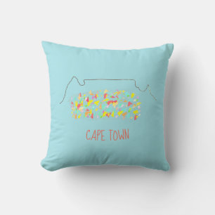 Funky Cape Town Table Mountain Colorful Contour Throw Pillow