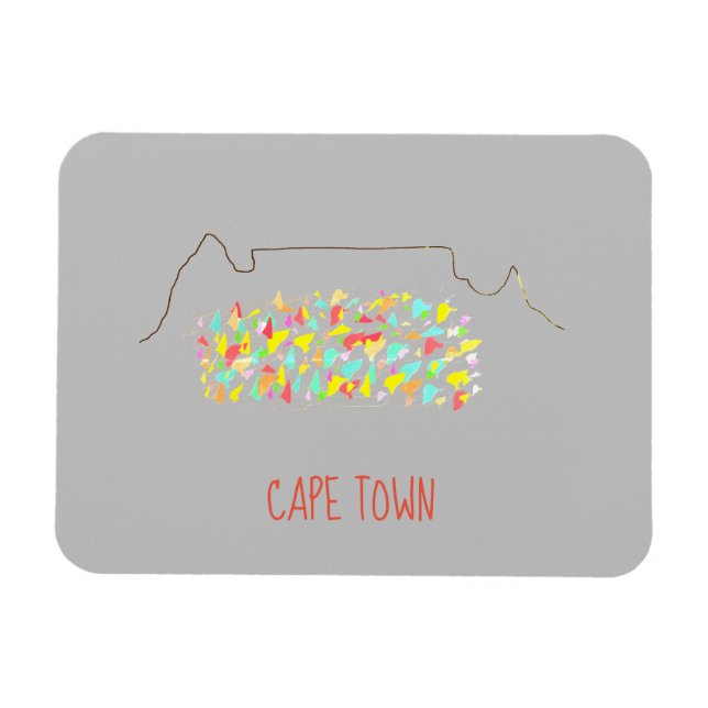 Funky Cape Town ZA Table Mountain Colourful Magnet (Horizontal)