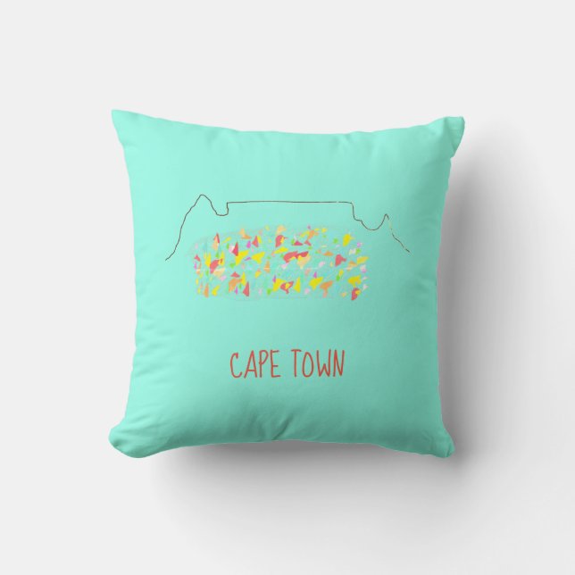 Funky Cape Town ZA Table Mountain Colourful Throw Pillow (Front)