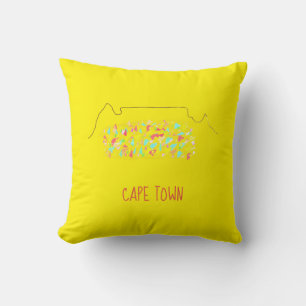 Funky Cape Town ZA Table Mountain Colourful Throw Pillow
