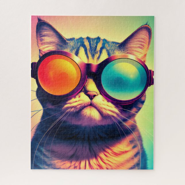 Funky Cat's Psychedelic Acid Dream World Jigsaw Puzzle (Vertical)